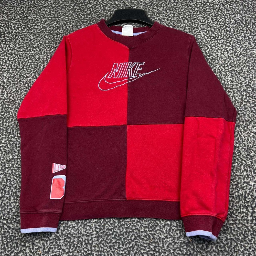 Nike Sweatshirt Women XL Colorblock Crewneck Red Blue Ribbon Sports BRS